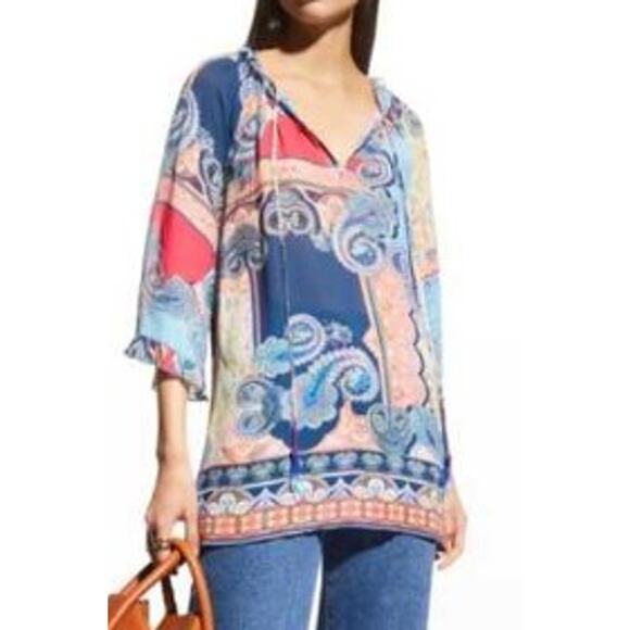 Johnny Was Tops - Johnny Was Daria Beaded Tassel Tunic Sz. S